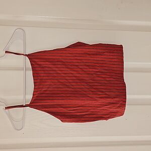 Rcva tank top NWT sz medium red with black and tan stripes